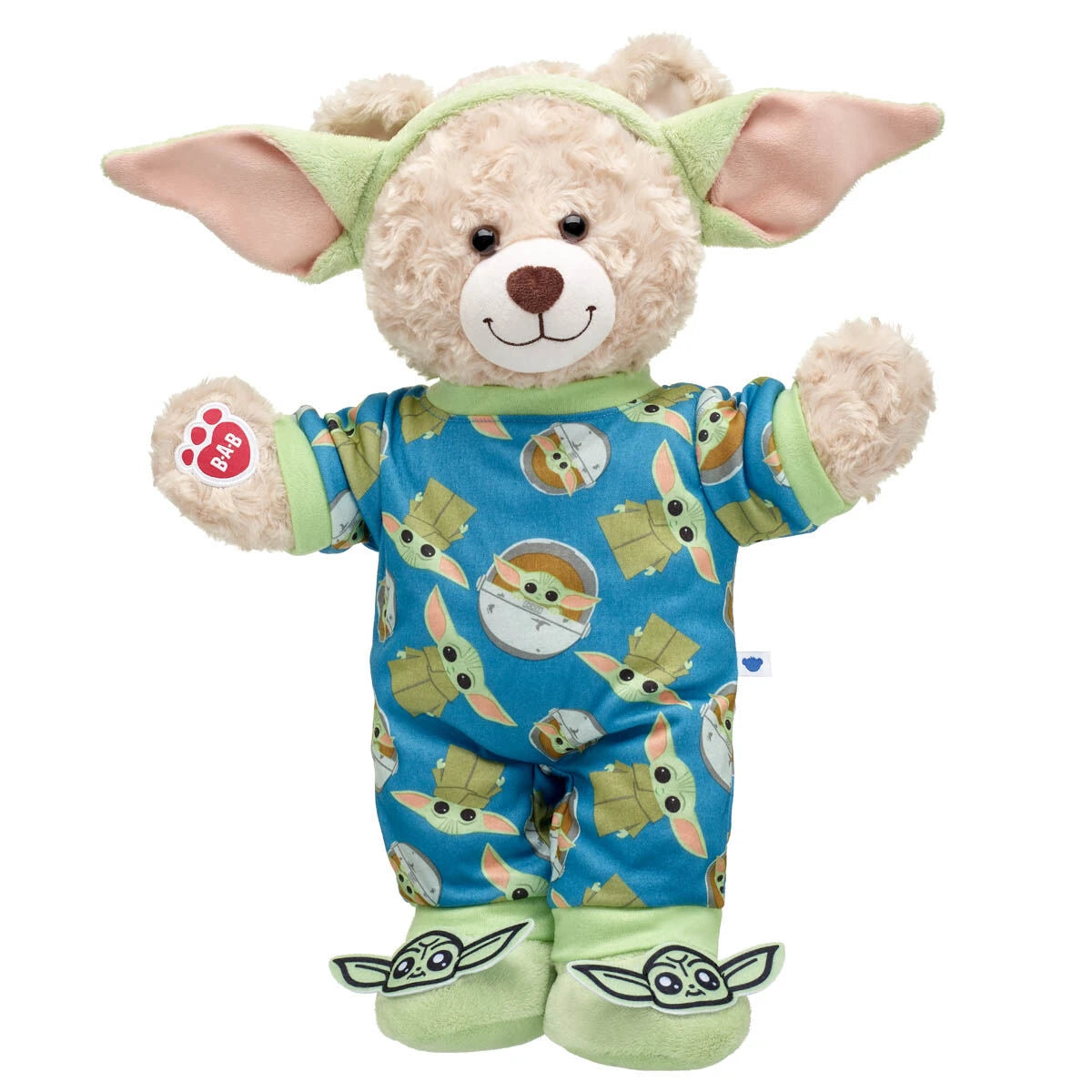 Happy Hugs Teddy Bear with Star Wars Grogu™ Sleeper &amp; Slippers Gift Set | Build-A-Bear® - US 3024