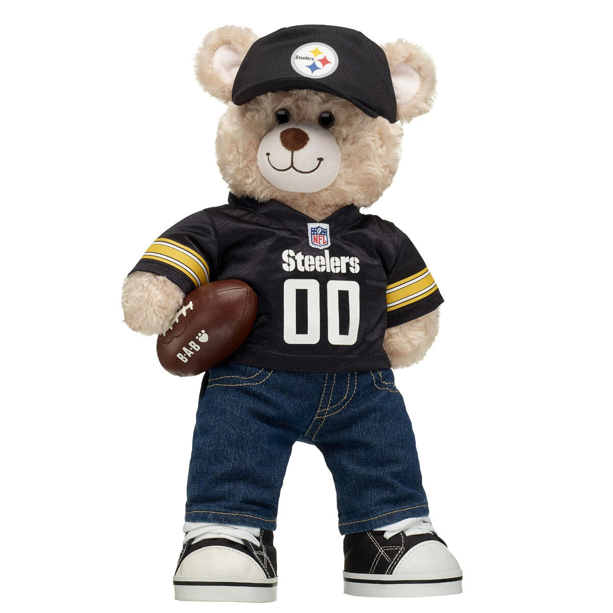 Pittsburgh Steelers Happy Hugs Teddy Bear Hat &amp; Football Set - US 6326