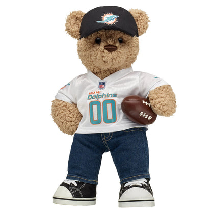 Miami Dolphins Timeless Teddy Bear Fan Hat &amp; Football Set - US 9524