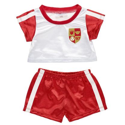 Let's Goal Bear Red Soccer Uniform Gift Set | Build-A-Bear - US 5198