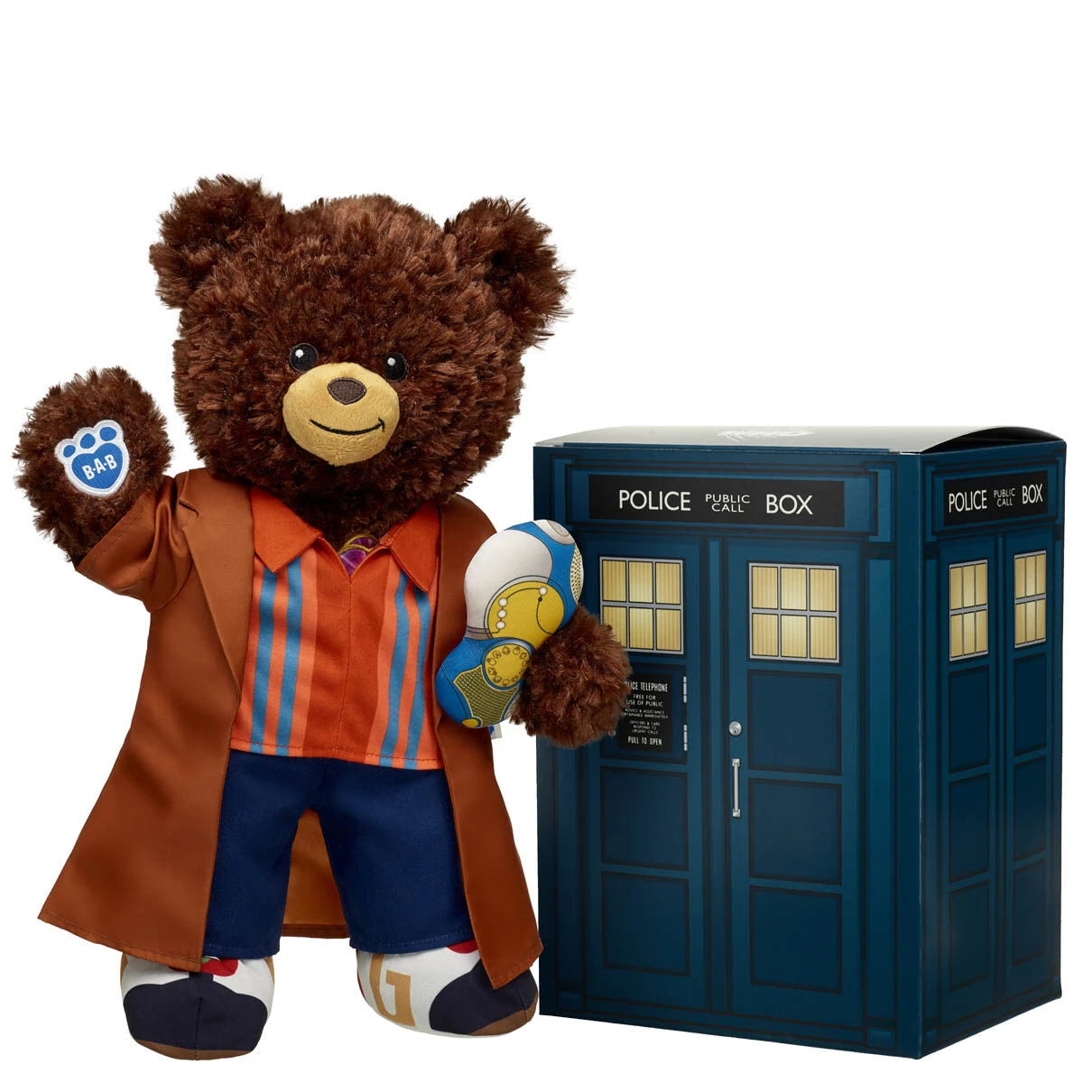 Doctor Who Teddy Bear Fifteenth Doctor Gift Set with TARDIS Gift Box | Build-A-Bear® - US 9657